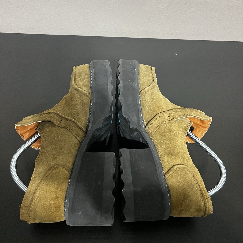 John Fluevog Men's‎ Brown Square Toe Platform Chunky Heel Shoes Size 10 Suede - Picture 11 of 15